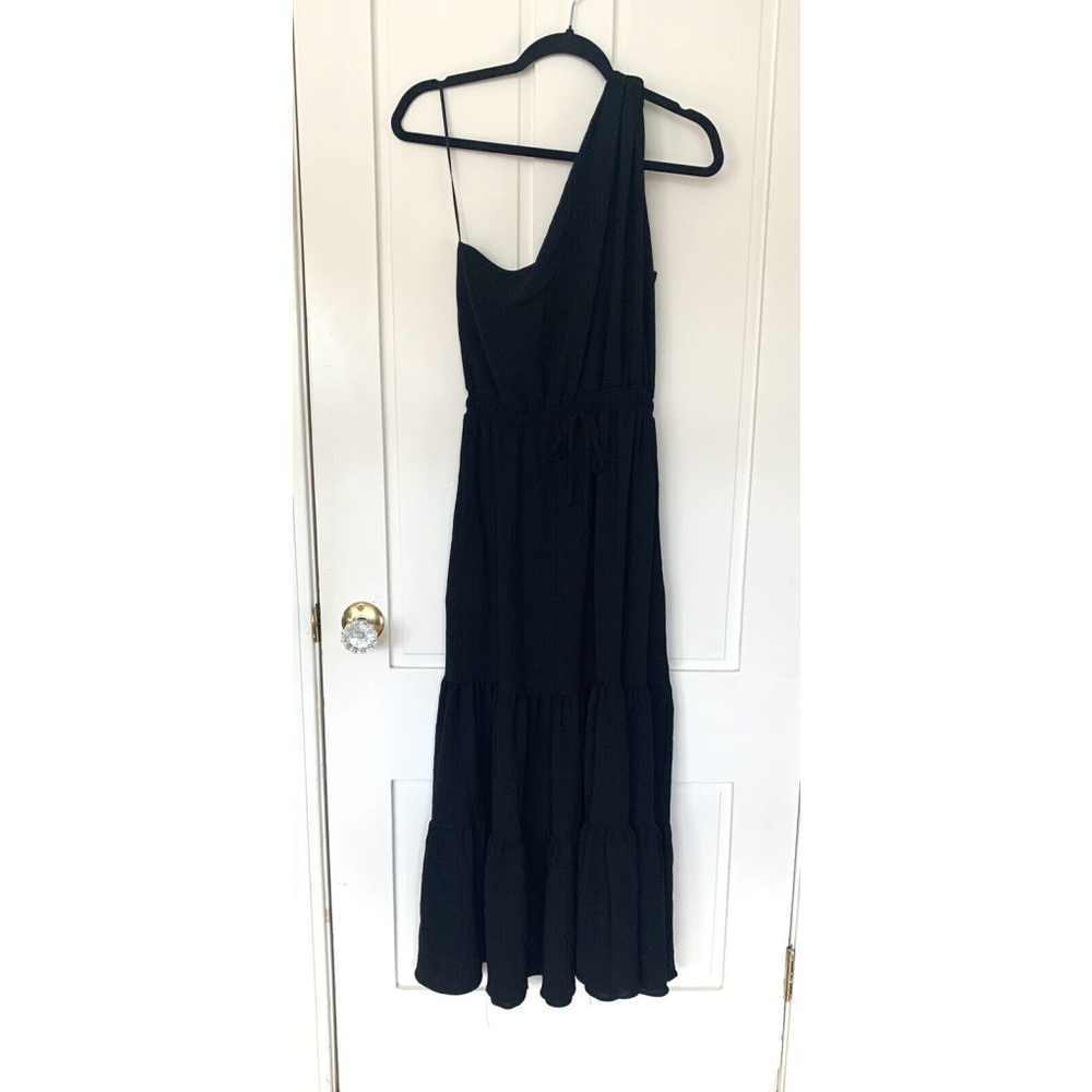 NWT Max Studio One Shoulder Black Tiered Maxi Dress, Small, Retail $168